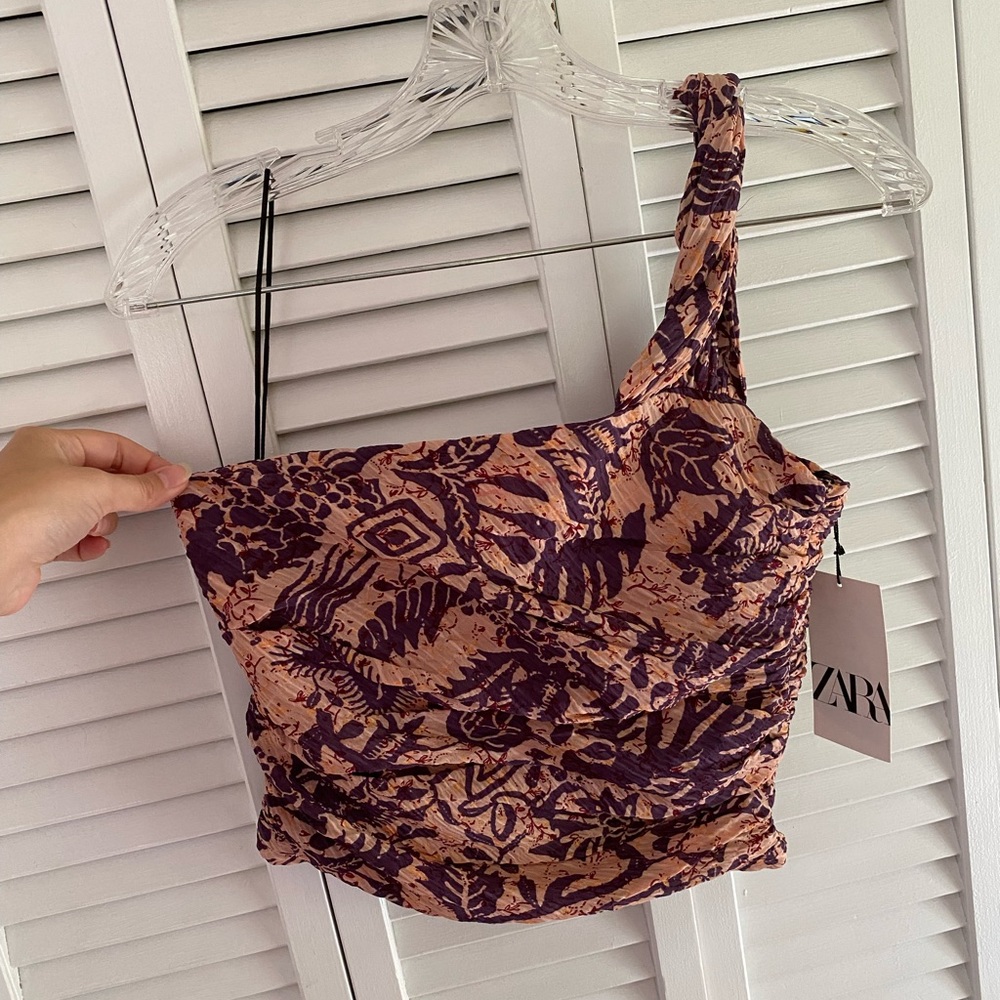 Zara one shoulder crop top